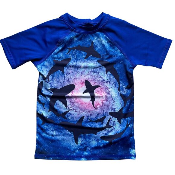 Lands' End Toddler Boy's Blue Shark Sun Protection Rash Guard Swim XXS 2-3 New - Picture 1 of 5